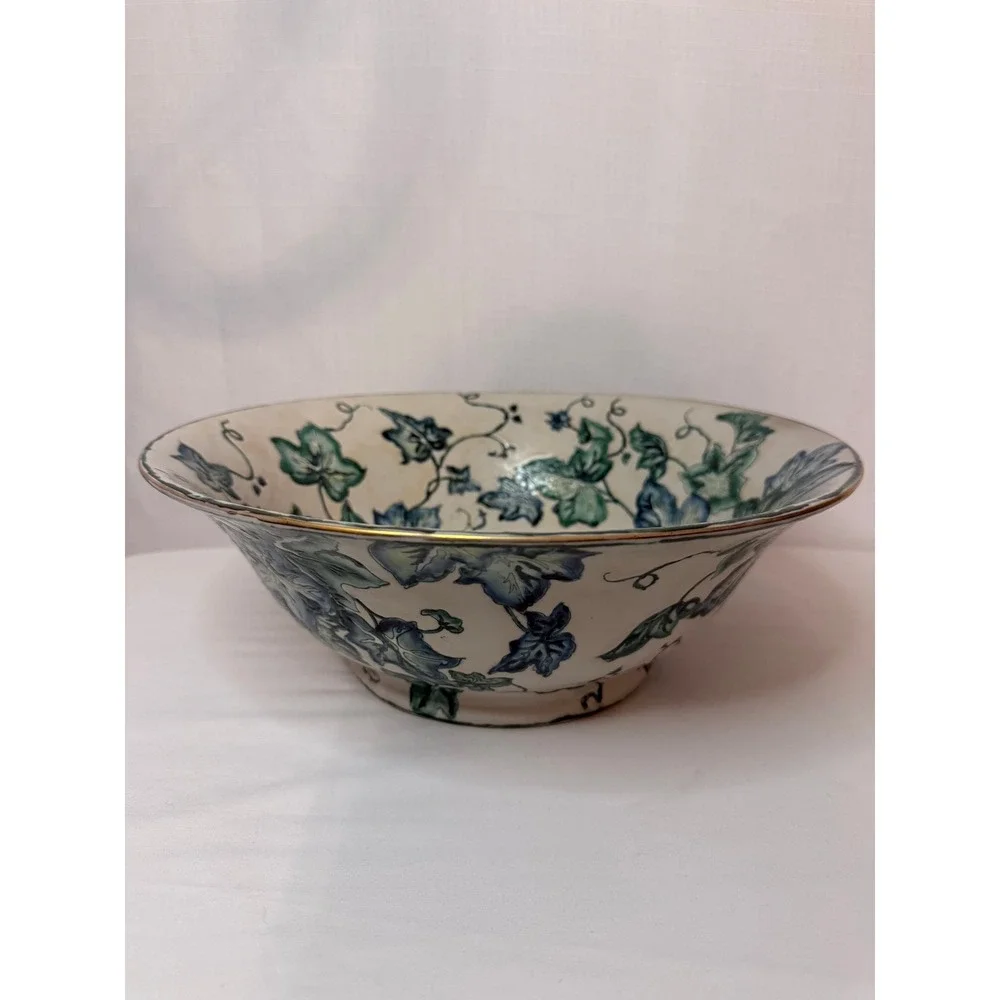 Large Vintage Chinese Ivy Floral Bowl Oklahoma Importing‎ Co 12